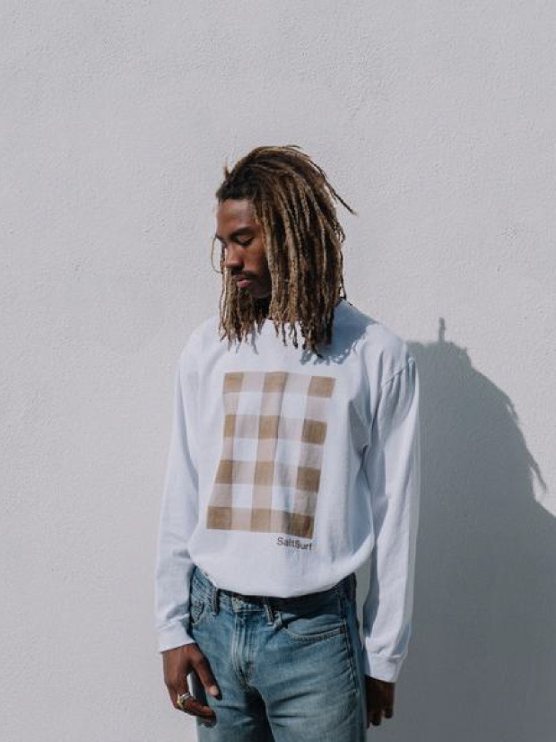 SALT SURF GINGHAM WATER COLOR L/S / WHITE