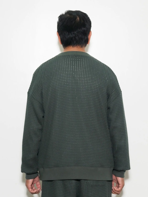 SeaGreen BIG WAFFLE CARDIGAN / D.GREEN