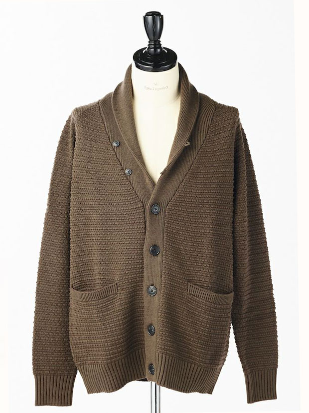 1PIU1UGUALE3 RAGLAN SHAWL CARDIGAN / BROWN