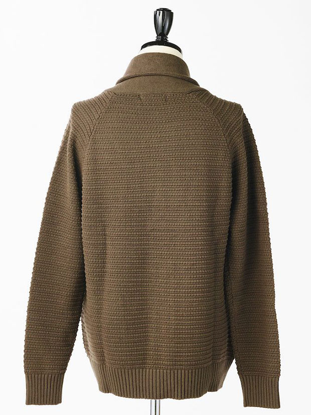 1PIU1UGUALE3 RAGLAN SHAWL CARDIGAN / BROWN