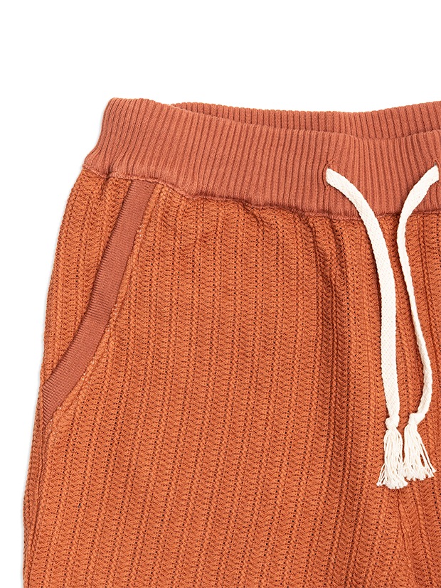 SeaGreen CROCHET LIKE RUSSEL KNIT SHORT PANTS / BROWN