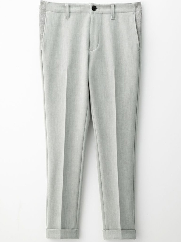 1PIU1UGUALE3 RIB TAPERED SLACKS / L.GRAY