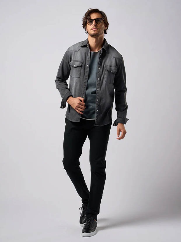 wjk light crash western shirts / charcoal