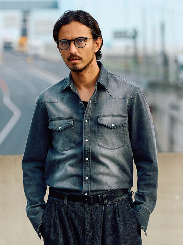 wjk light crash western shirts / charcoal
