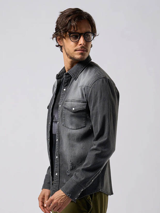 wjk light crash western shirts / charcoal