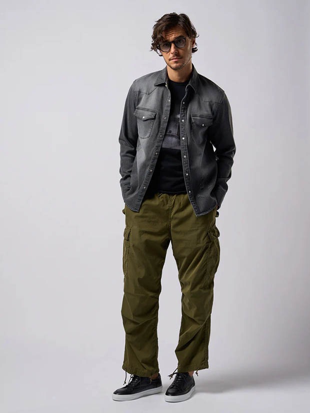 wjk light crash western shirts / charcoal
