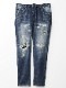 1PIU1UGUALE3 EASY 9 TAPERED / HIGH POWER STRETCH DENIM  / BLUE HARD USED