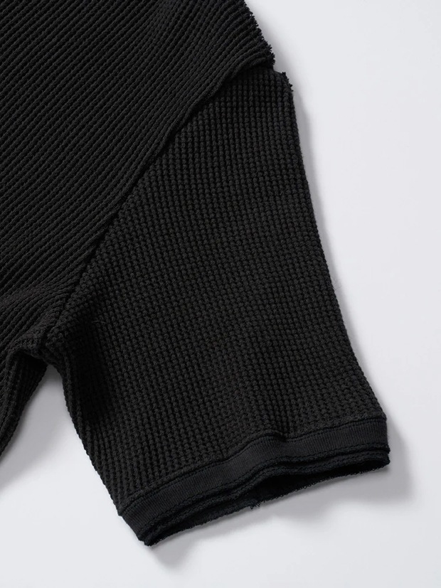 wjk waffle henley  / black