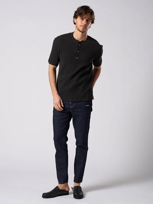 wjk waffle henley  / black