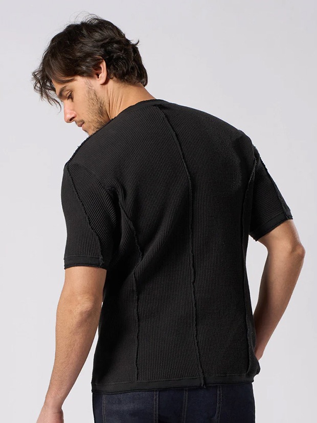 wjk waffle henley  / black