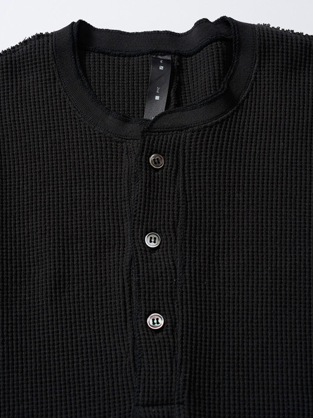 wjk waffle henley  / black
