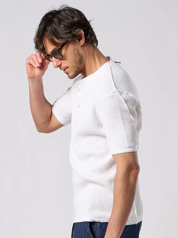 wjk waffle henley  / white