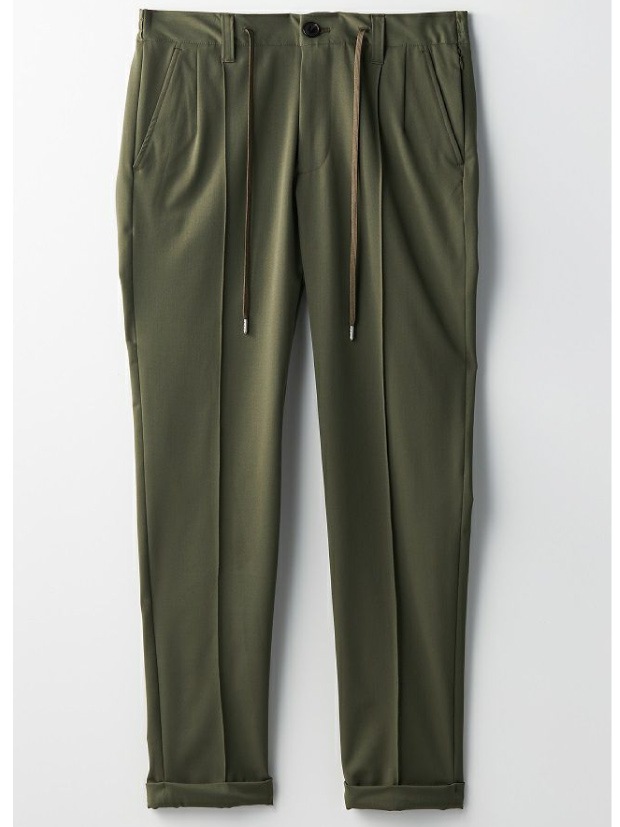 1PIU1UGUALE3 CREASE SLACKS ARGAN OIL 2WAY / KHAKI