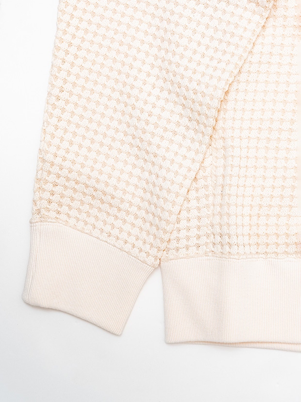 SeaGreen BIG WAFFLE CARDIGAN / CREAM