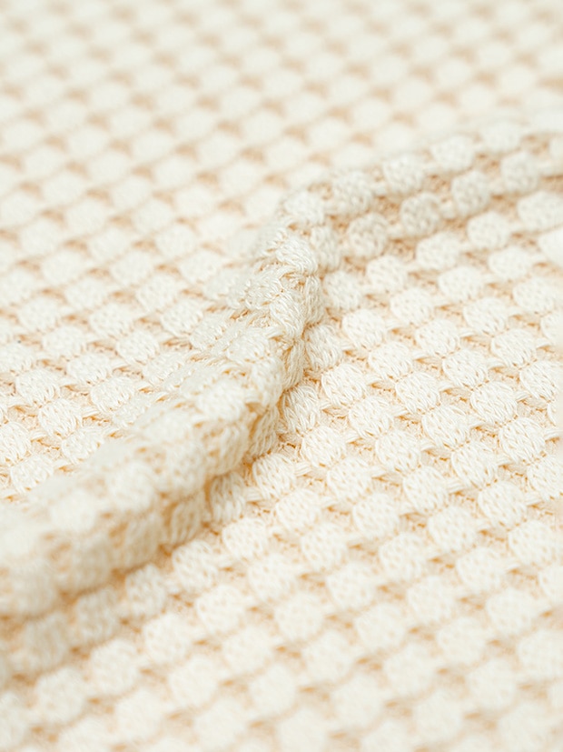 SeaGreen BIG WAFFLE CARDIGAN / CREAM