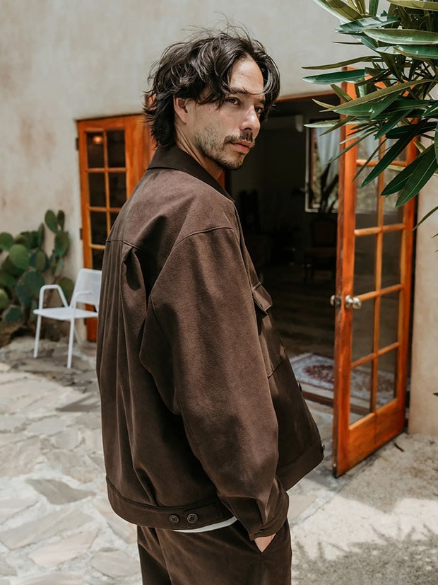 SeaGreen ECO SUEDE TRACKER JACKET / BROWN