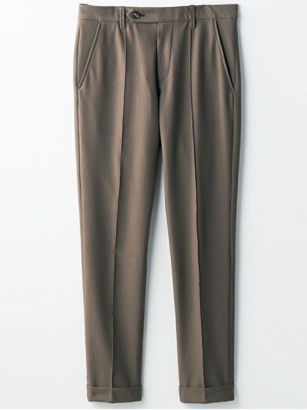 1PIU1UGUALE3 CREASE SLACKS SUCKER TRICOT / KHAKI