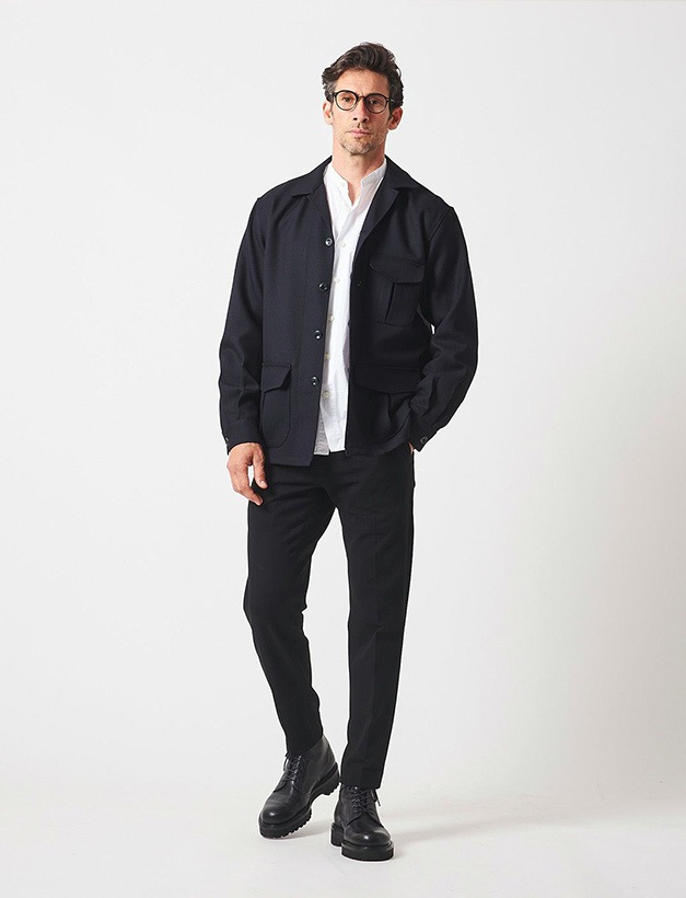 junhashimoto LIGHT WARM SLIM STRETCH PANTS / BLACK