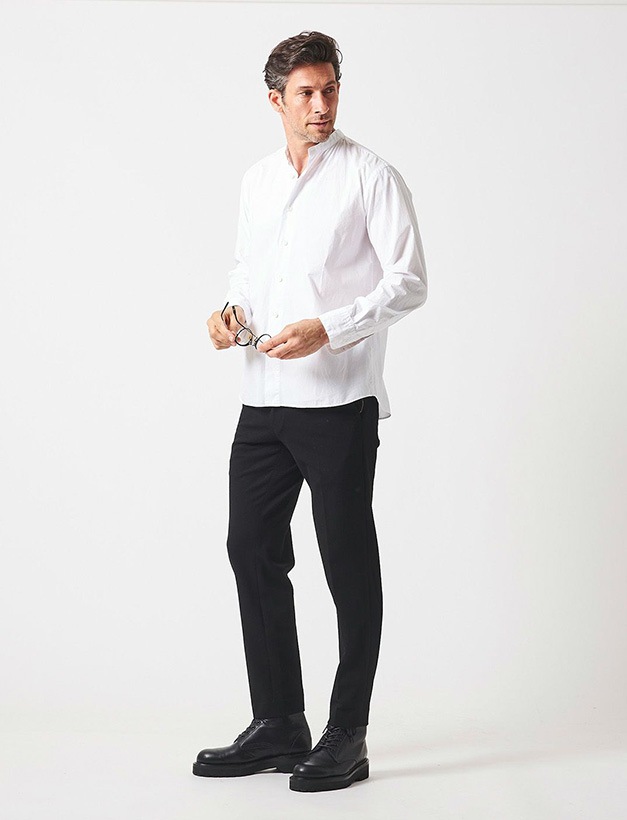 junhashimoto LIGHT WARM SLIM STRETCH PANTS / BLACK