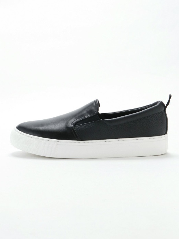 junhashimoto xWH COMBI LEATHER SLIP-ON / BLACK