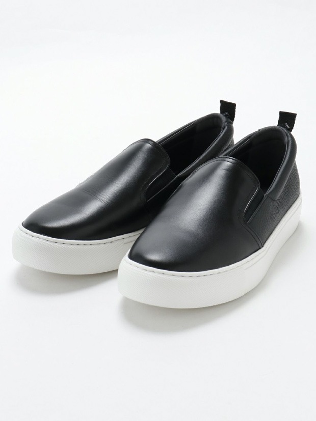 junhashimoto xWH COMBI LEATHER SLIP-ON / BLACK