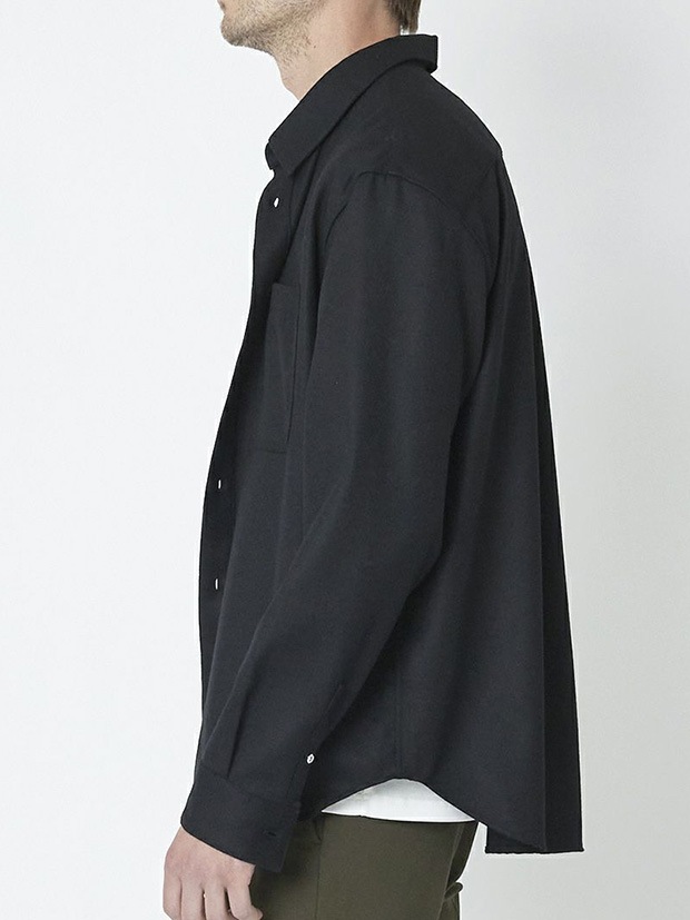 junhashimoto WOOL MELTON SHIRTS / BLACK