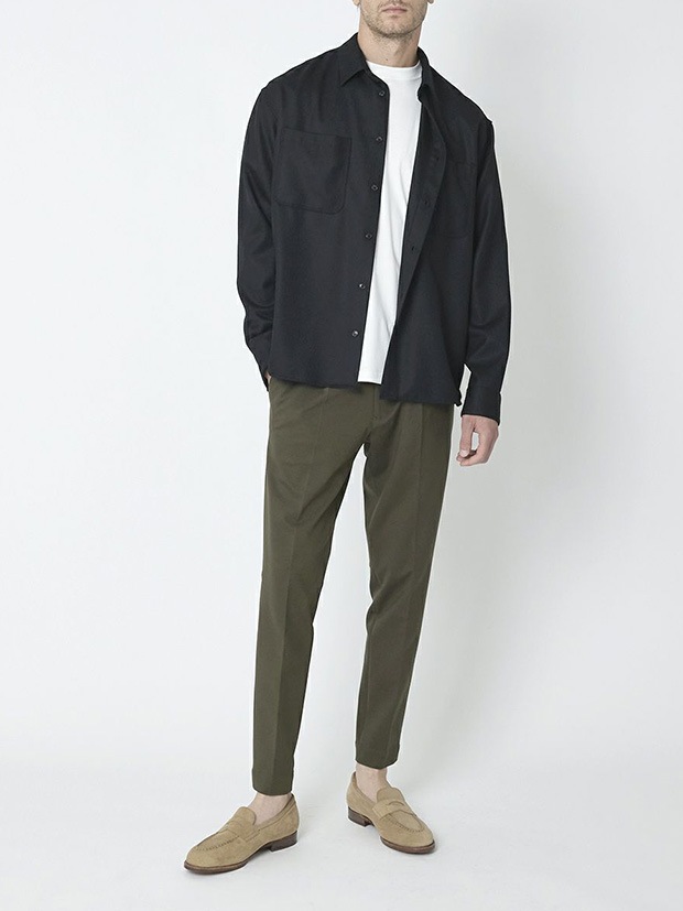 junhashimoto WOOL MELTON SHIRTS / BLACK