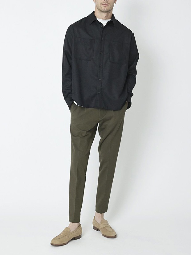 junhashimoto WOOL MELTON SHIRTS / BLACK