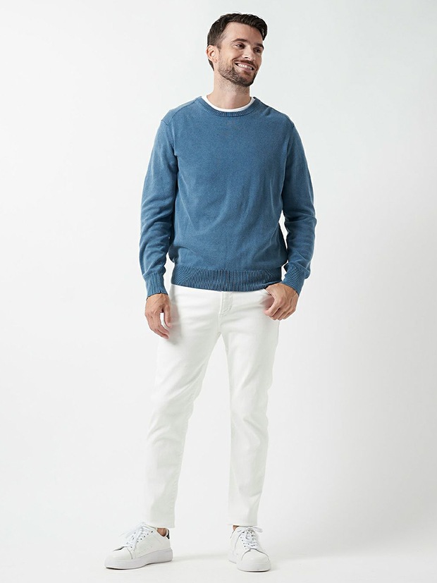 junhashimoto 16GG CREW NECK KNIT / BLUE