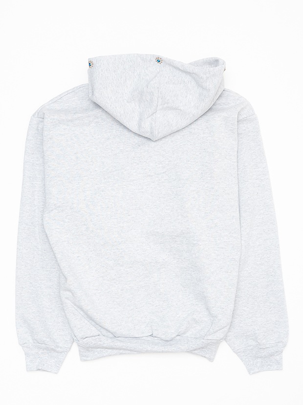 HTC SWEAT SHIRT #LAAP FLOWER STONE ON THE HOOD / ASH