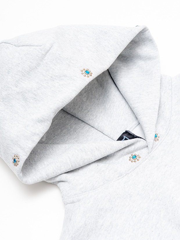 HTC SWEAT SHIRT #LAAP FLOWER STONE ON THE HOOD / ASH