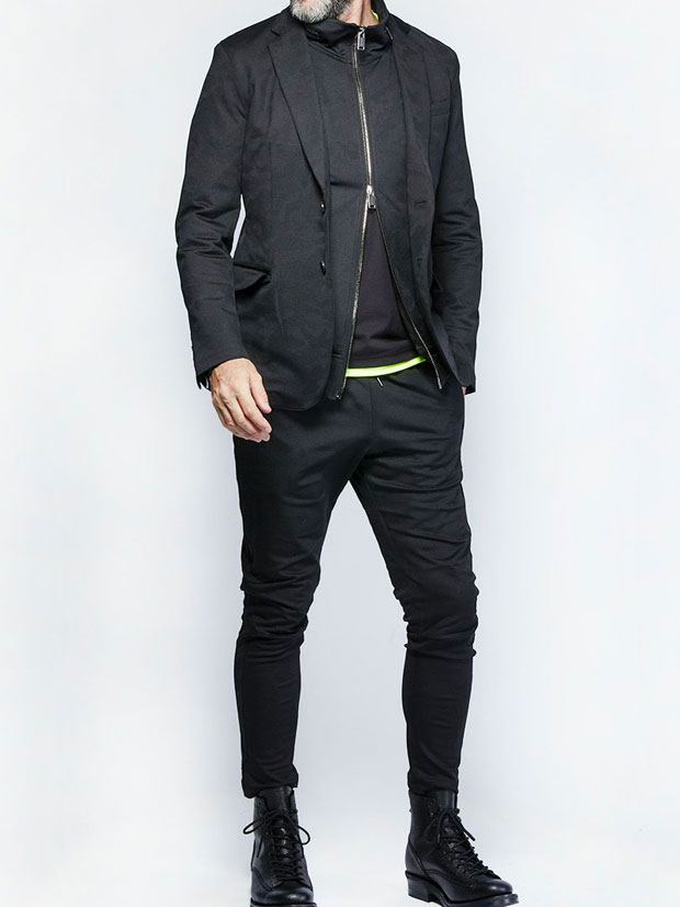 junhashimoto GATHER TUCK PANTS -Emboss Camo- BLACK