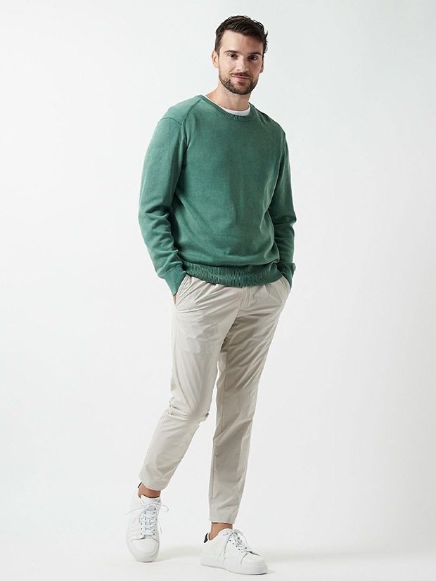 junhashimoto 16GG CREW NECK KNIT / GREEN