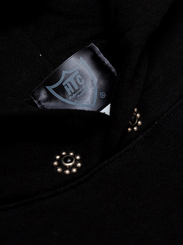 HTC SWEAT SHIRT #LAAP FLOWER STONE ON THE HOOD / BLACK