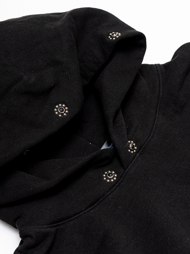 HTC SWEAT SHIRT #LAAP FLOWER STONE ON THE HOOD / BLACK