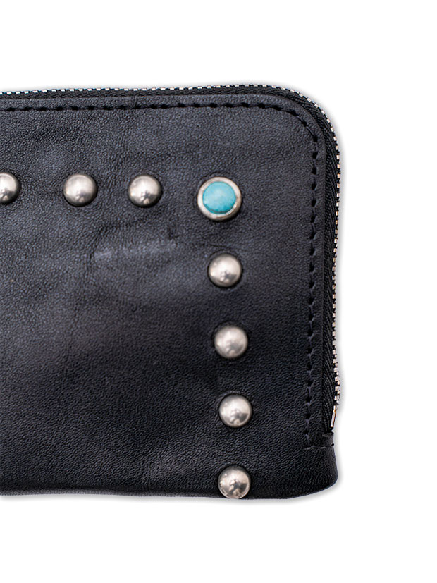 HTC BLK CORNER ZIPPER PURSE 9TQ BLK/SLV