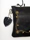 HTC BLACK LEATHER SACOCHE #SN33 STUDS / BLACK/BRASS