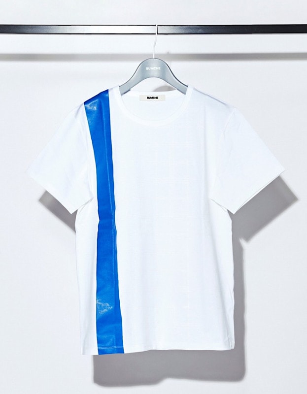 Check Line Print T-shirt / white