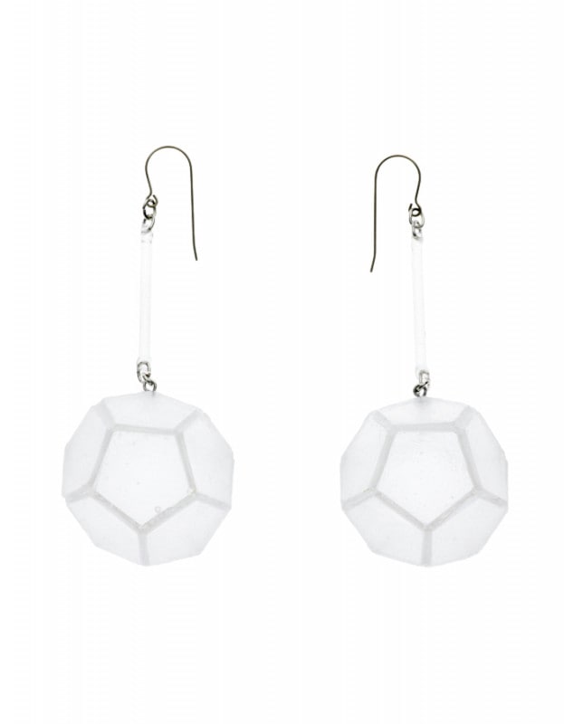 Dodecahedron Pierced Earrings / clear