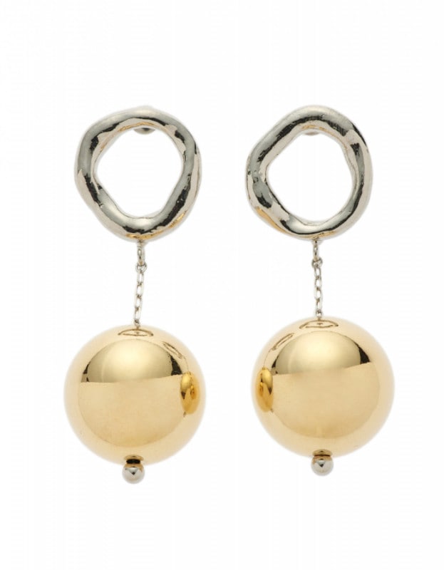 Big Sphere Pierced Earrings / gold