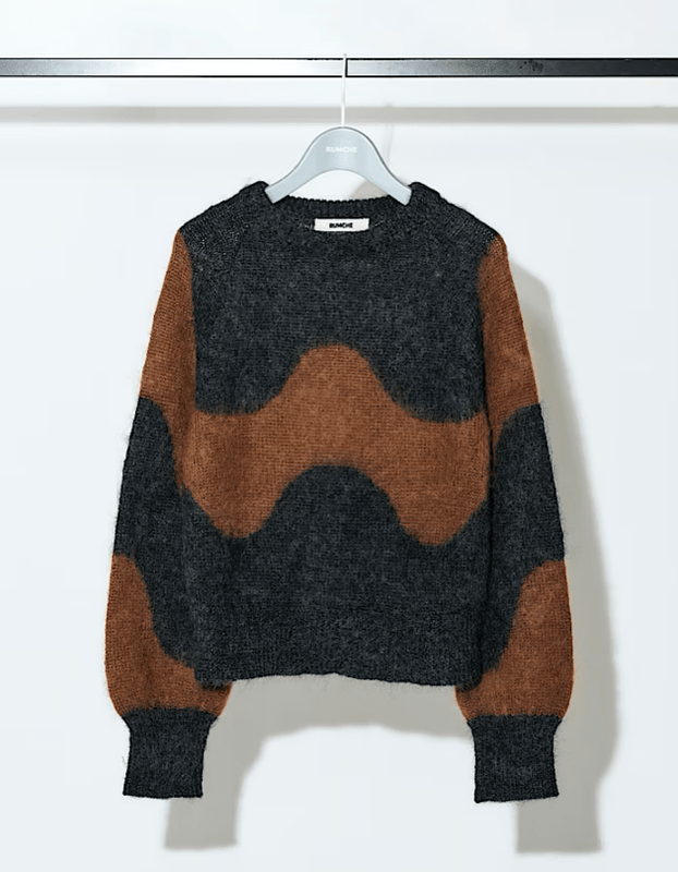 Wave Pattern Mohair Knit / charcoal gray
