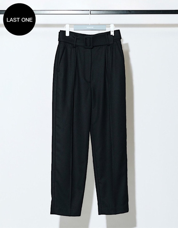 Belt Tuck Wool Pants / black
