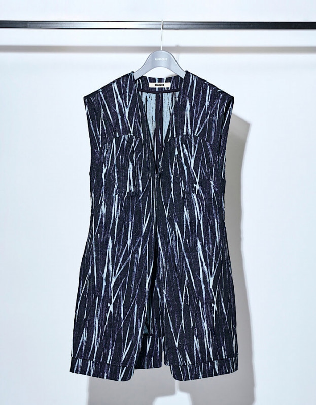 Lame Jacquard Long Vest / blue