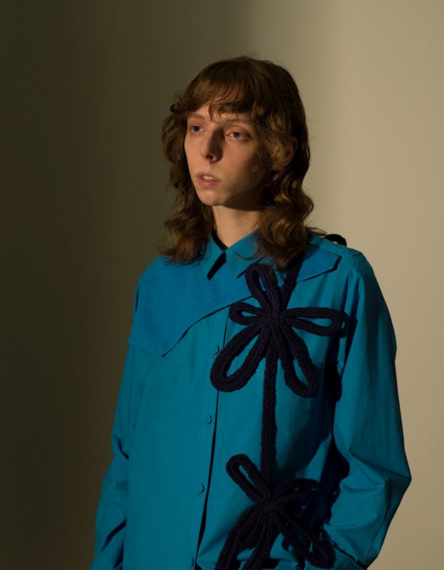 Knit Bonding Shirt / blue