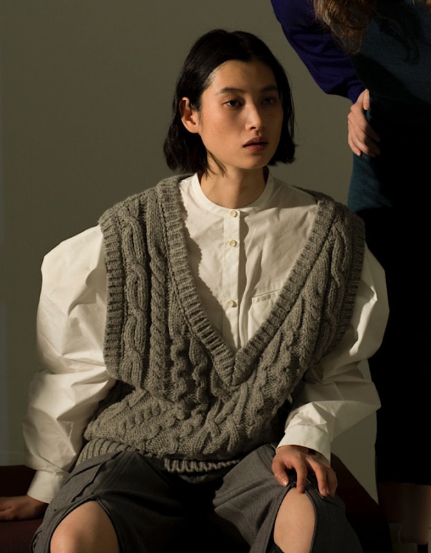 Shirt Docking Asymmetry Knit / gray