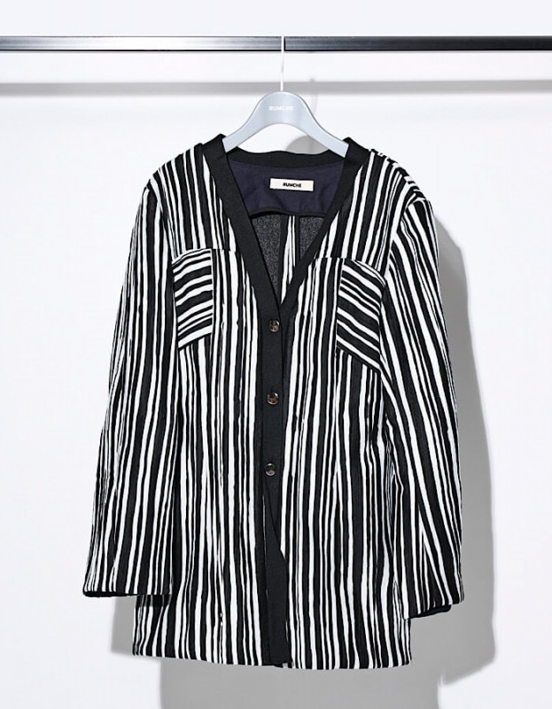 Pleated Knit Bonding Jacket / white