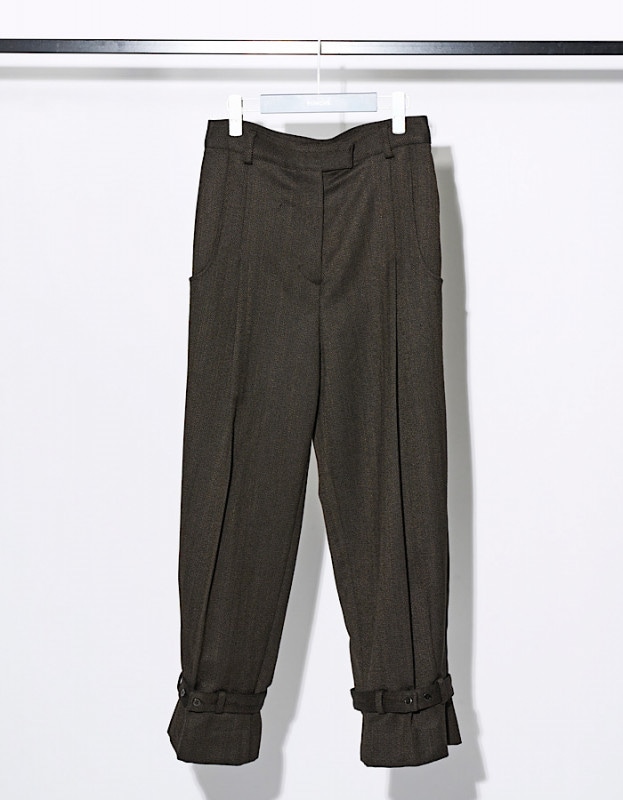 Herringbone Belt Trousers / brown