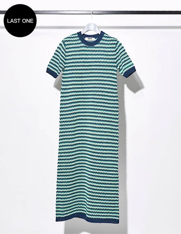 Washi Knit Jacquard Dress / green