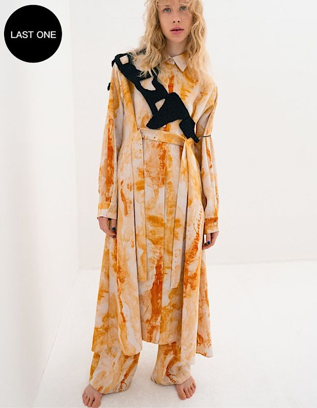 Earth Print Shirt Dress / beige