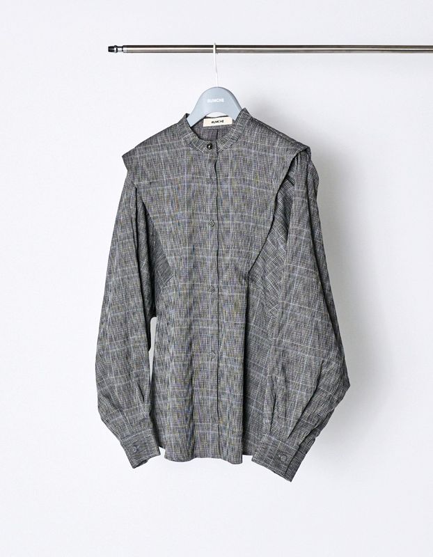 Dolman Sleeve Check Shirt / gray